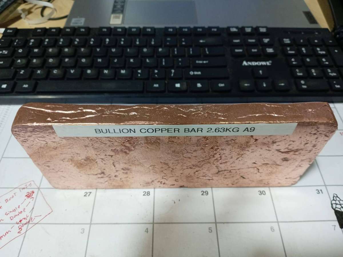 Bullion copper bar 2.63kg A9