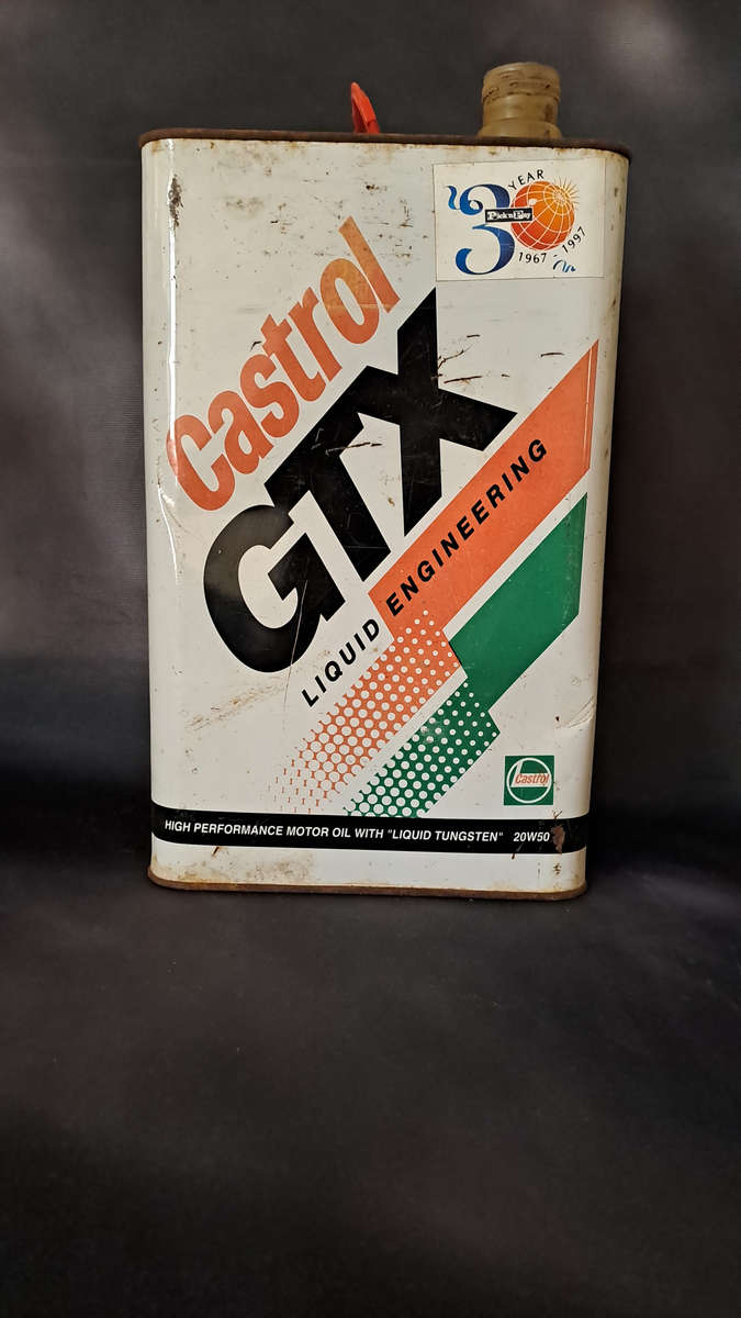 Vintage 5L Castrol GTX 20W50 Liquid Engineering, High Performance Motor Oil Tin Oil Tin