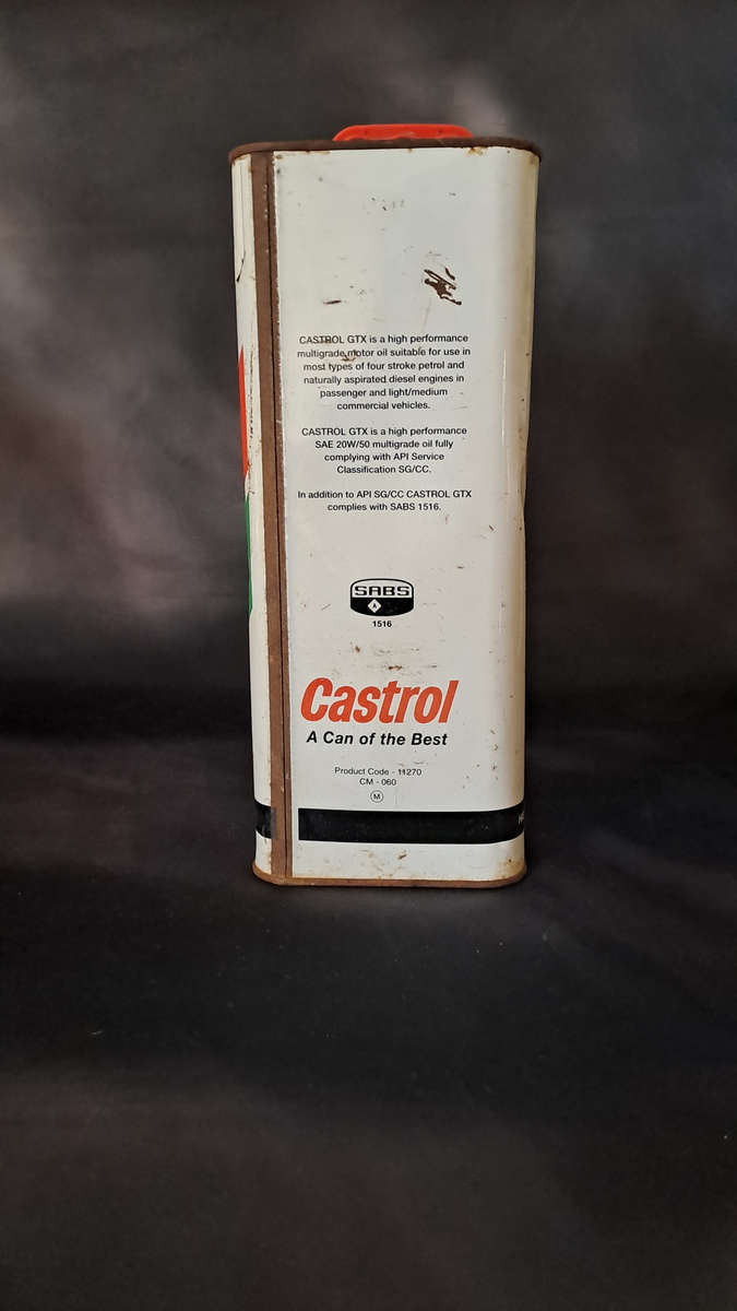 Vintage 5L Castrol GTX 20W50 Liquid Engineering, High Performance Motor Oil Tin Oil Tin