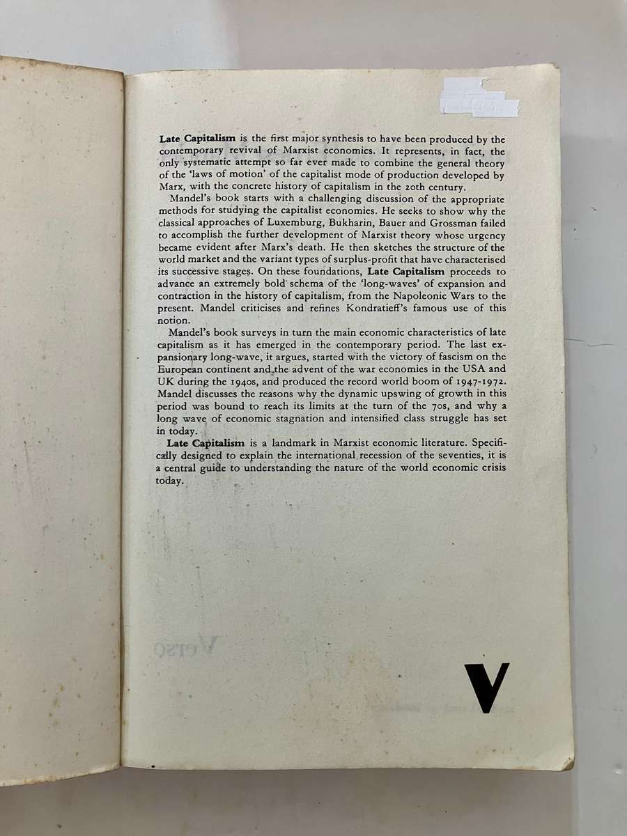 Late Capitalism - Ernest Mandel. Softcover, 1983