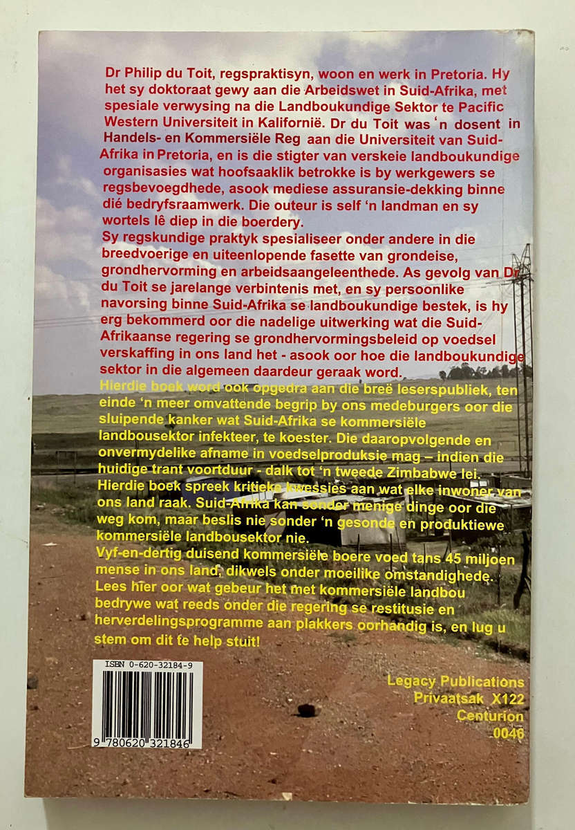 Die Groot Suid-Afrikaanse Grondskandaal - Dr Philip du Toit. Sagteband, 1e Uitgawe, 2004