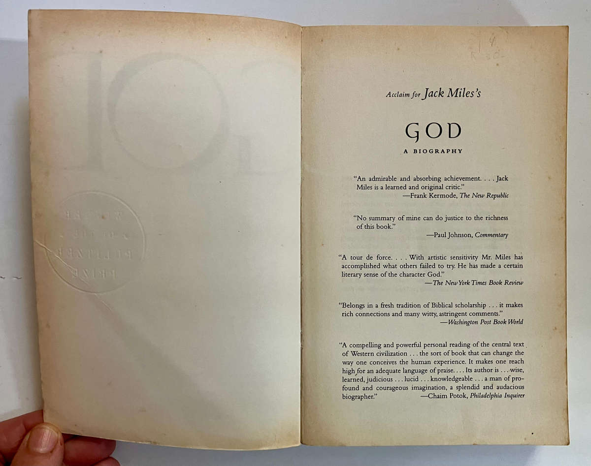 God: A Biography - Jack Miles. Softcover. 1st Vintage Books Ed. 1996