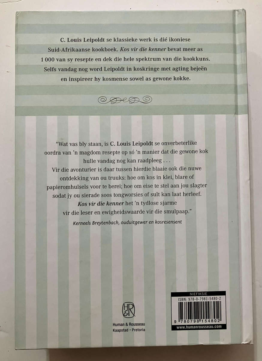 Kos vir die Kenner- C Louis Leipoldt. Hardeband, geen sj. 3e uitg. 1e dr. 2011