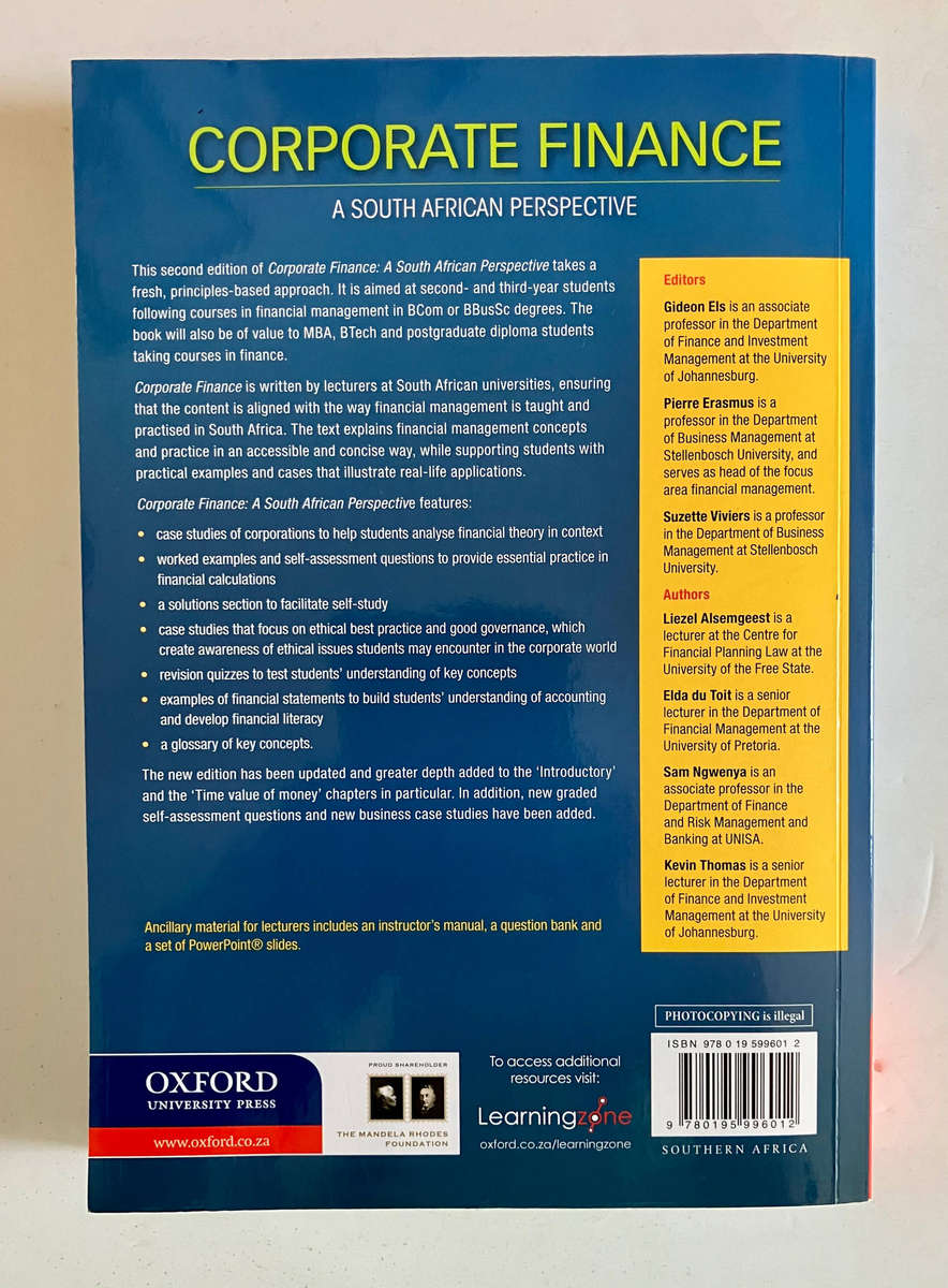 Corporate Finance: A SA Perspective - Els, Erasmus, Viviers (Ed). SC, 2nd Ed. 2015