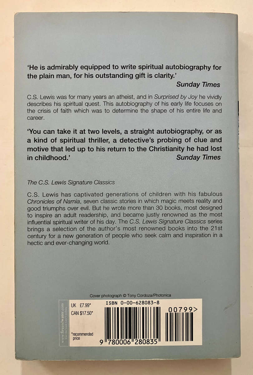 Surprised by Joy - CS Lewis. Softcover, 2002