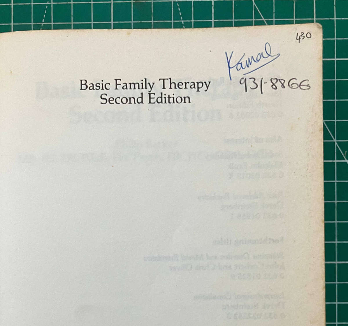 Basic Family Therapy - Philip Barker. Softcover. 2nd Ed. Reprint 1987