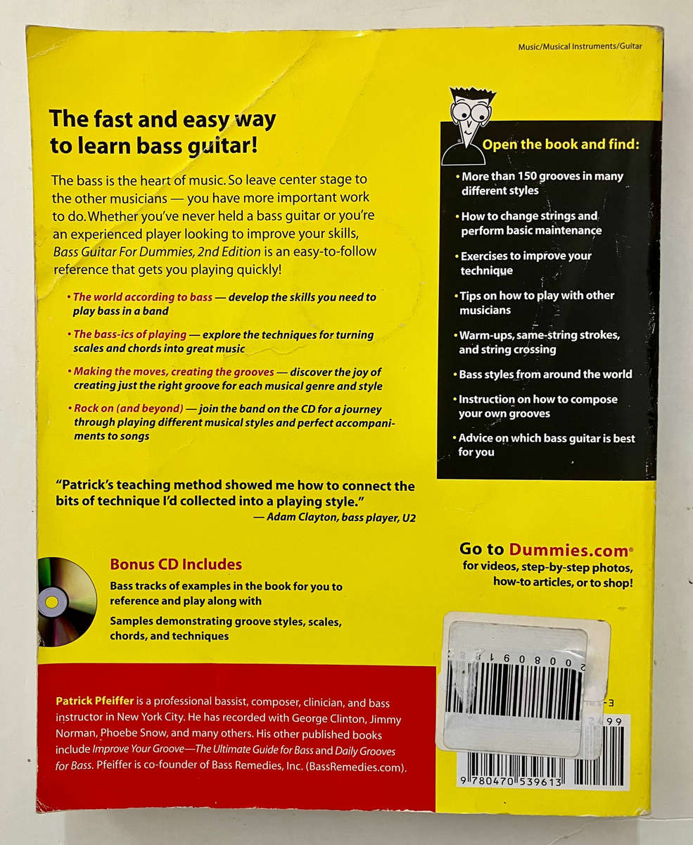 Bass Guitar for Dummies - Patrick Pfeiffer. Softcover, 2nd Ed 2010