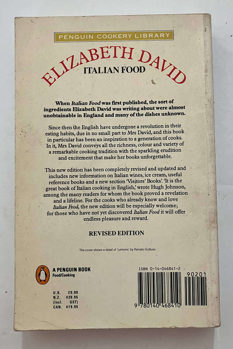 Italian Food - Elizabeth David. Softcover, Revised Ed. 1989
