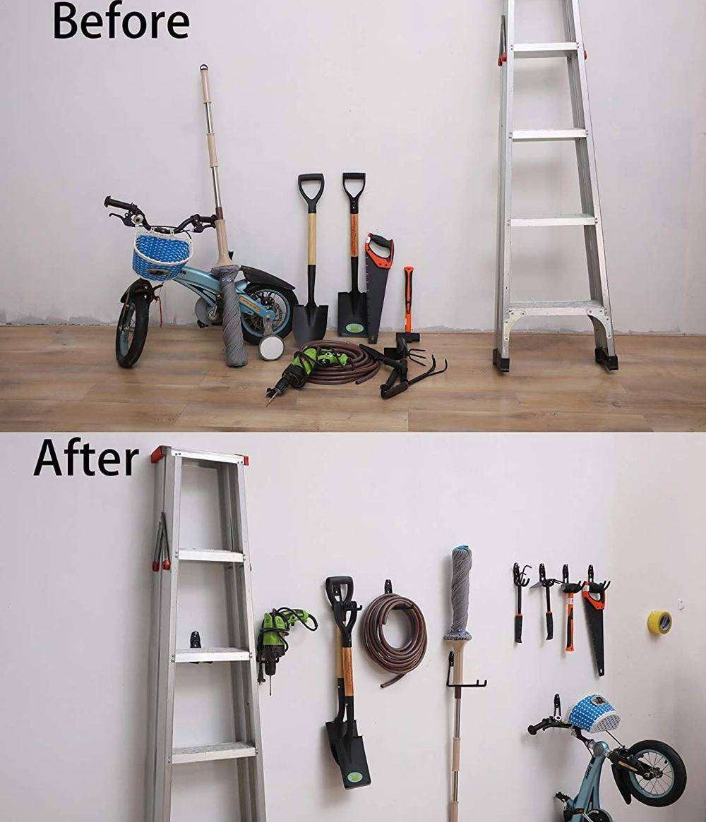10 Pack Heavy Duty Wall Mount Garage Organizer Storage Hooks Steel Tool Hangers ( black )