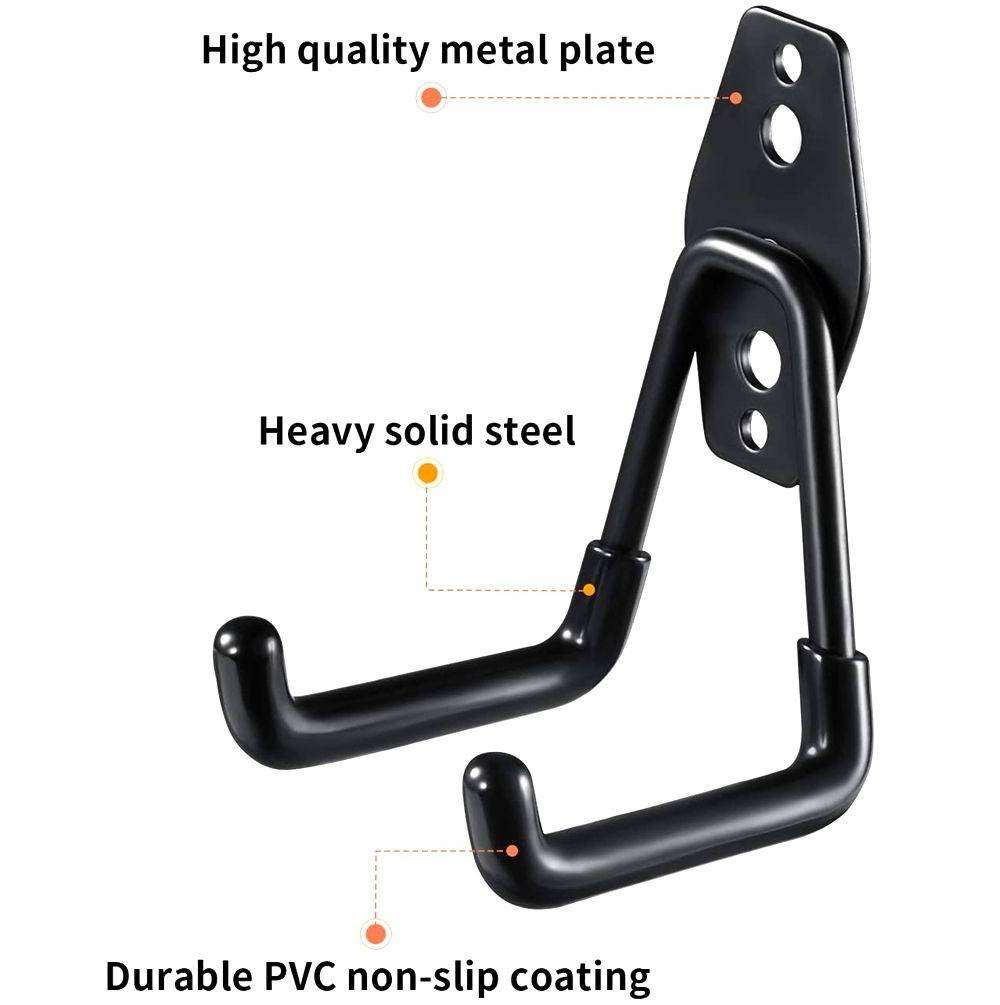 10 Pack Heavy Duty Wall Mount Garage Organizer Storage Hooks Steel Tool Hangers ( black )