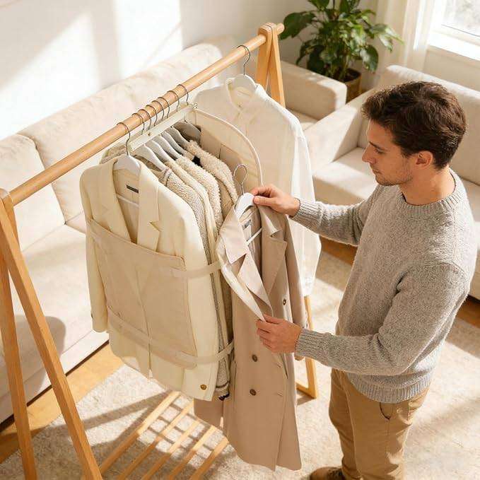 Portable Closet Garment Cover Organizer beige