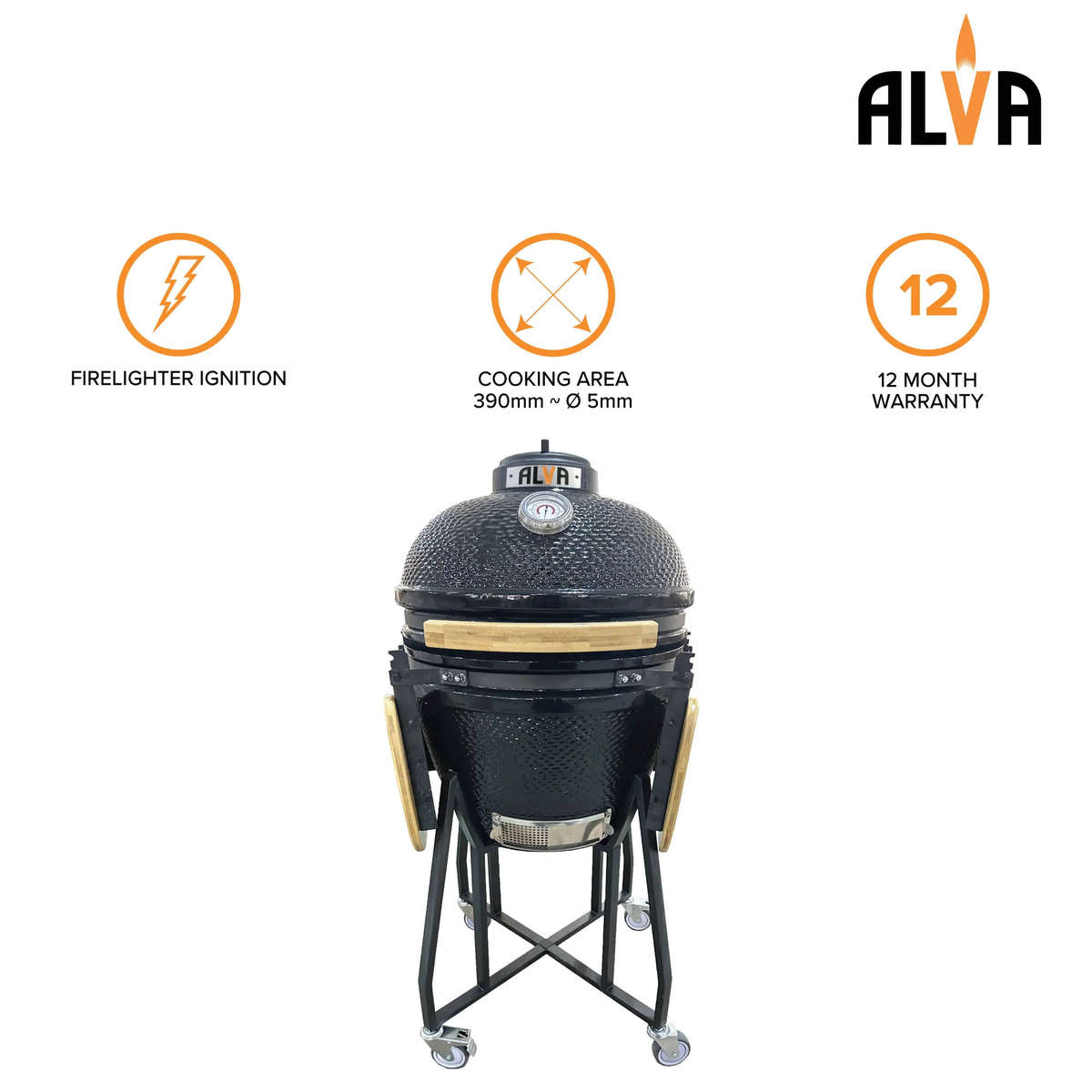 Alva Kilimanjaro 46cm Ceramic Kamado BBQ Smoker & Grill | Large 18