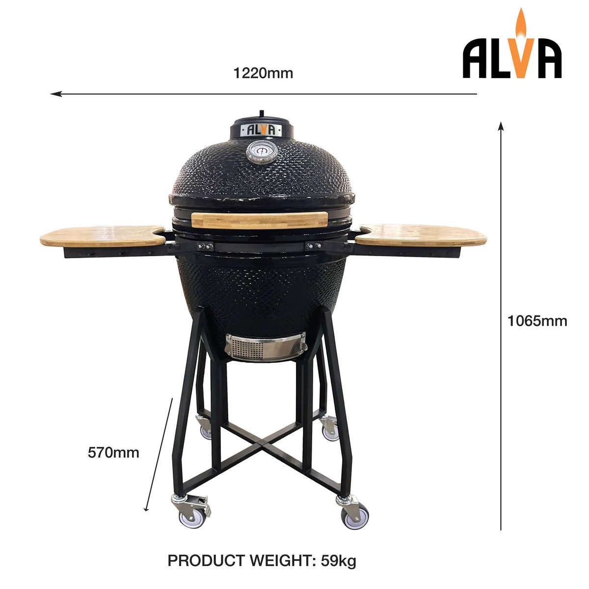 Alva Kilimanjaro 46cm Ceramic Kamado BBQ Smoker & Grill | Large 18