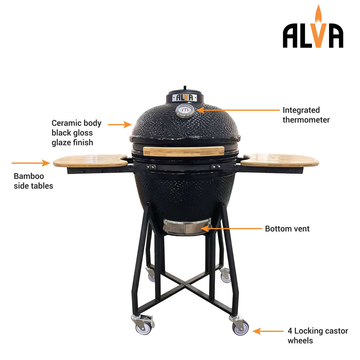 Alva Kilimanjaro 46cm Ceramic Kamado BBQ Smoker & Grill | Large 18