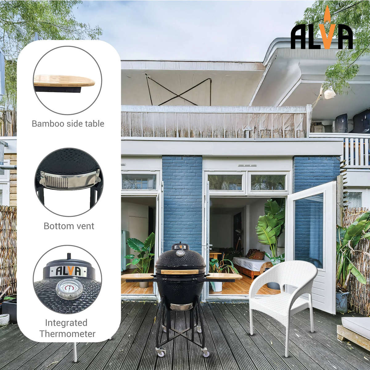 Alva Kilimanjaro 46cm Ceramic Kamado BBQ Smoker & Grill | Large 18
