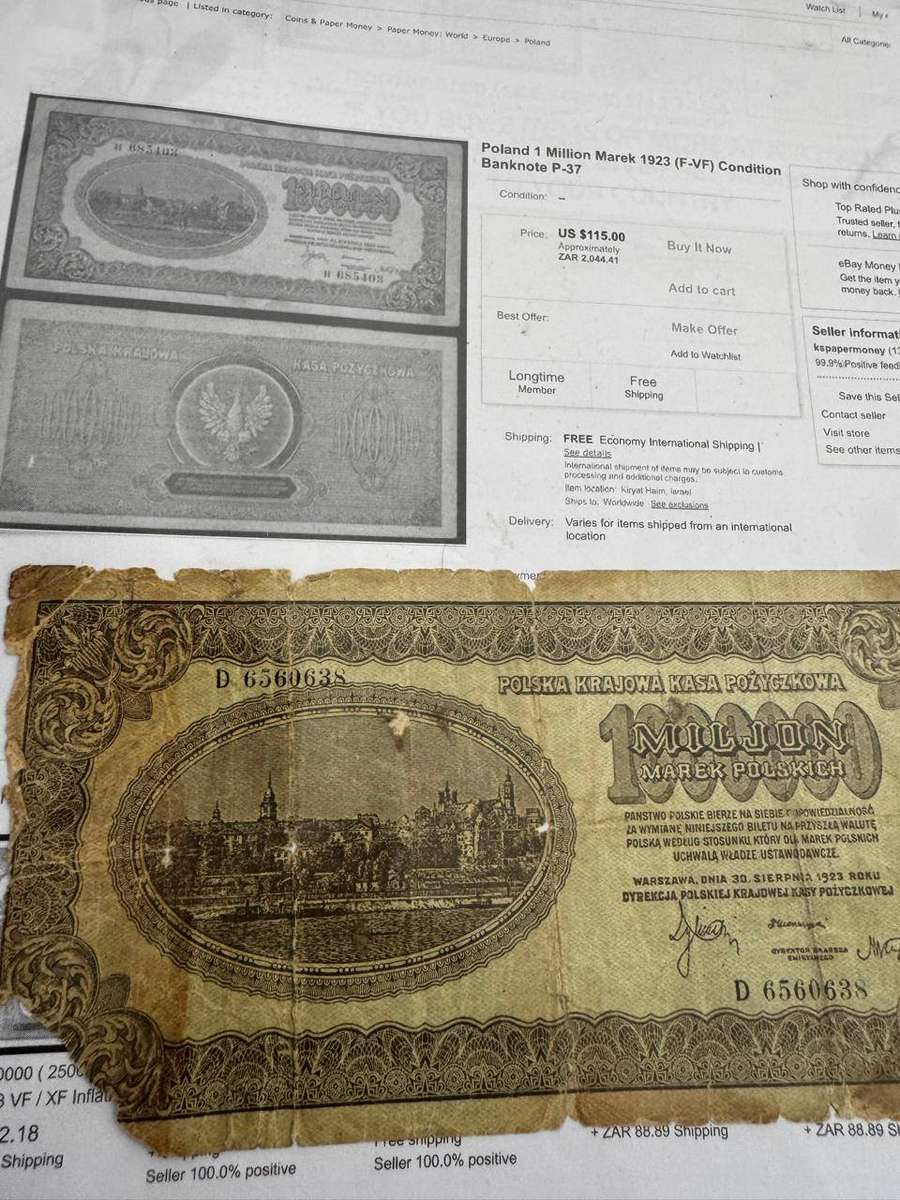 Poland 1 million Marek 1923 Note number D6560638S