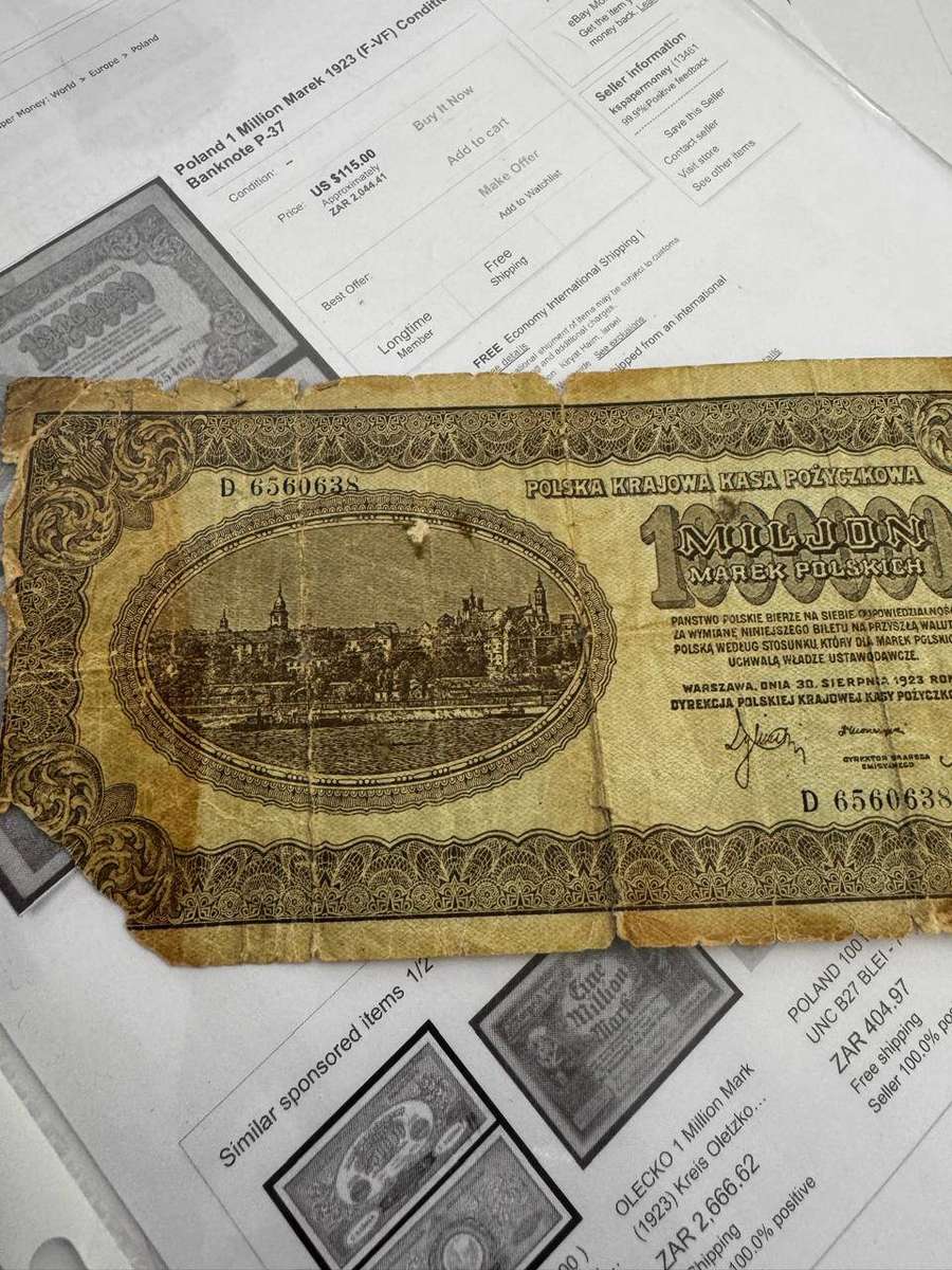 Poland 1 million Marek 1923 Note number D6560638S