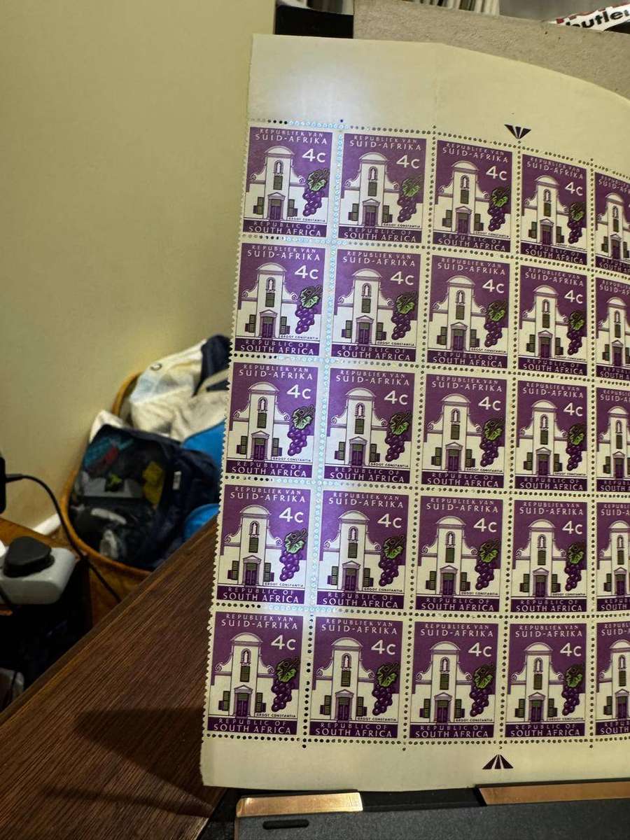 incomplete sheet of mint 4c RSA stamps