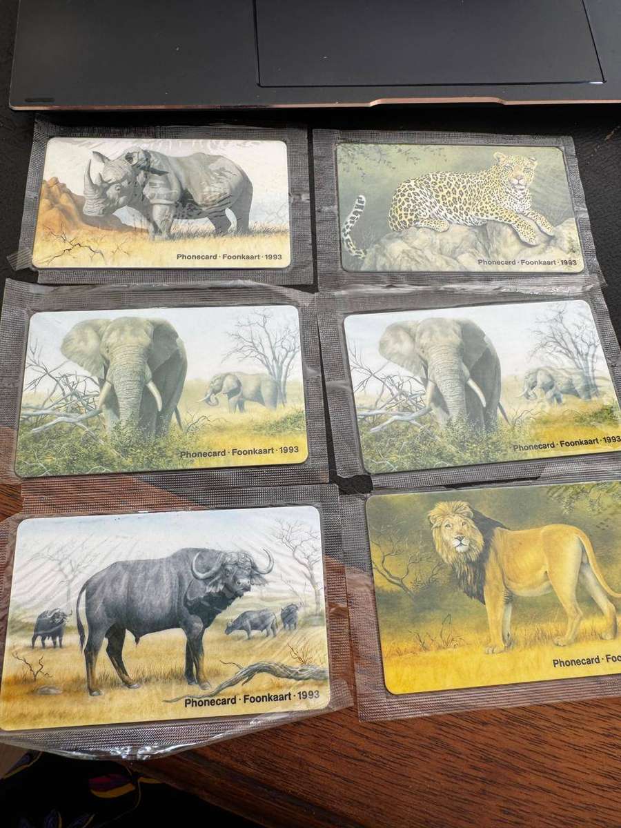 Telephone Cards with SA wildlife x6 in a set