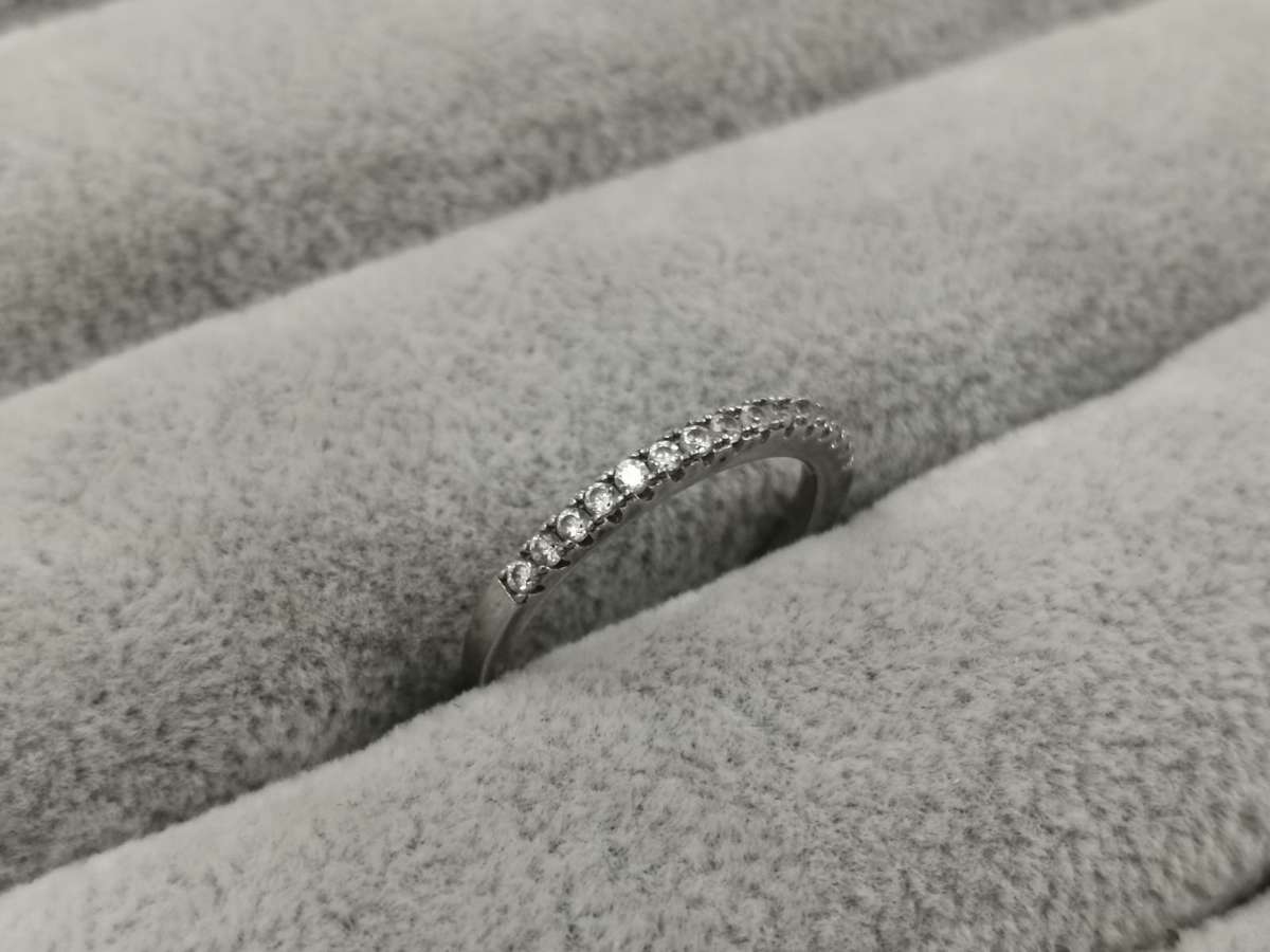 *R1 Auction* Silver: Half Eternity Ring - Multiple CZ - Size N