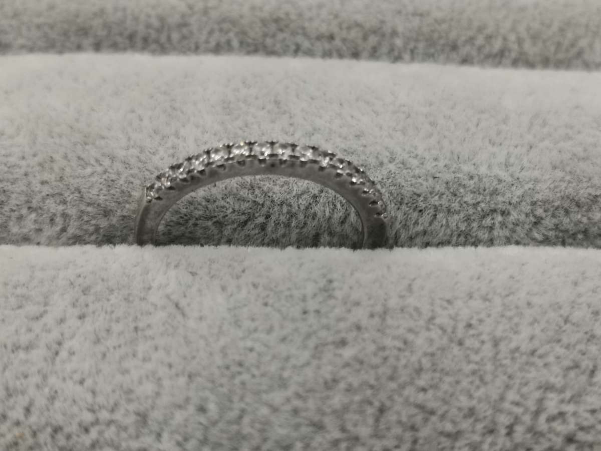 *R1 Auction* Silver: Half Eternity Ring - Multiple CZ - Size N