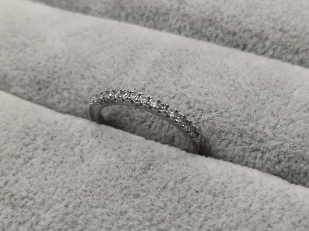 *R1 Auction* Silver: Half Eternity Ring - Multiple CZ - Size N