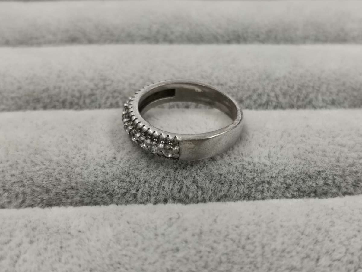 925Silver: Half Eternity Ring - Multiple CZ - Size J3/4