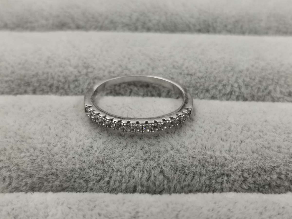 *R1 Auction* Silver: Half Eternity Ring - Multiple CZ - Size N