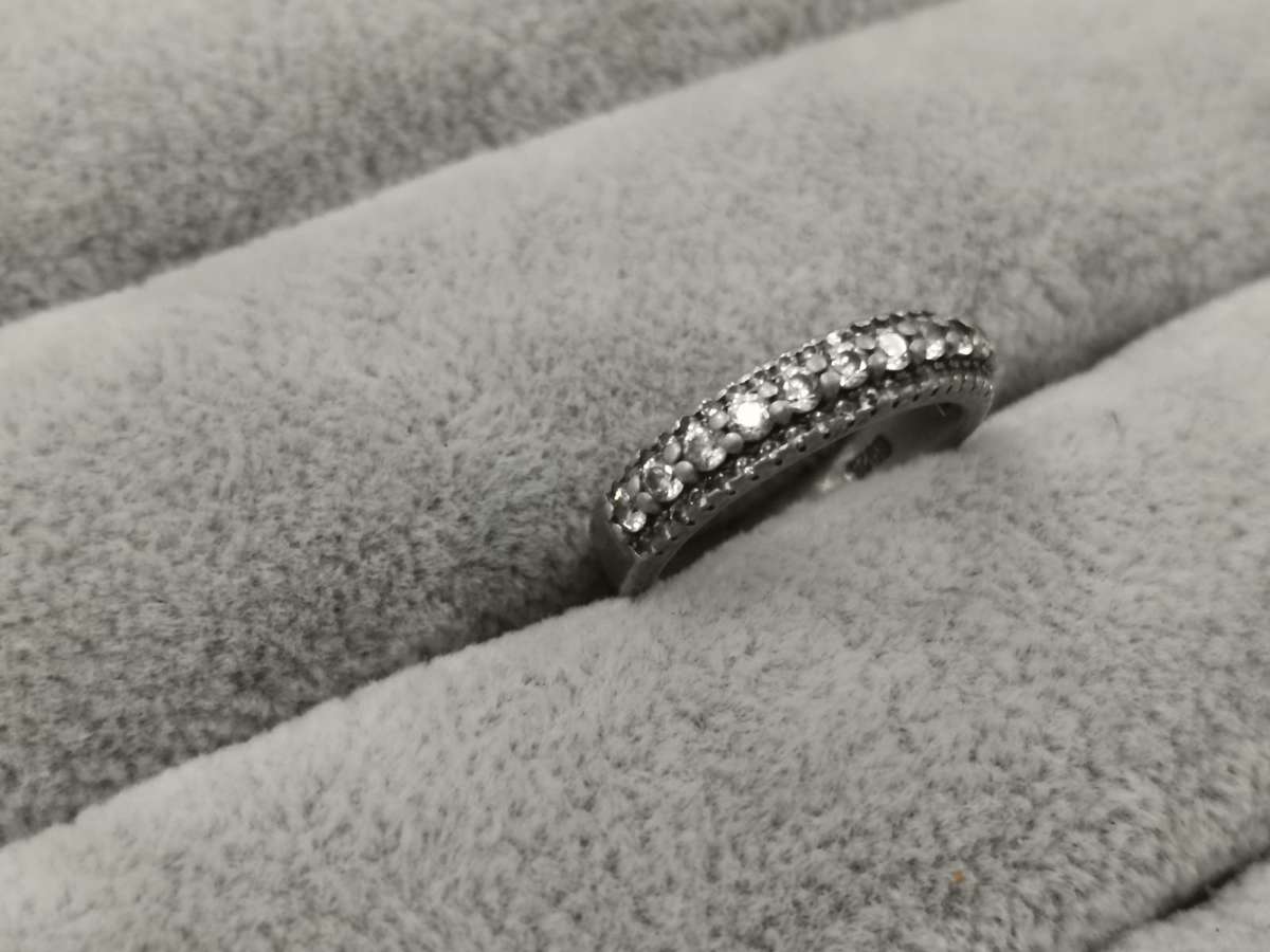 925Silver: Half Eternity Ring - Multiple CZ - Size J3/4