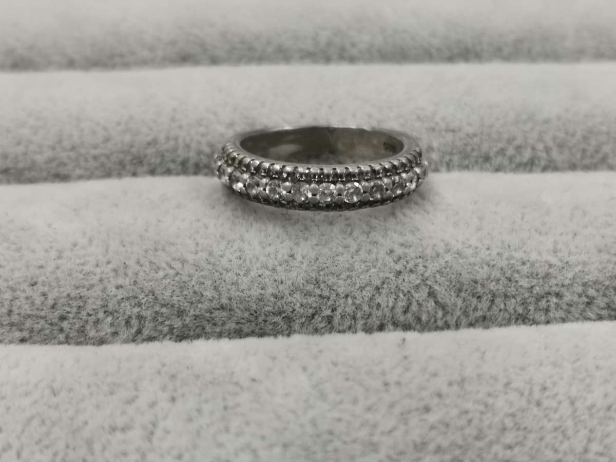 925Silver: Half Eternity Ring - Multiple CZ - Size J3/4