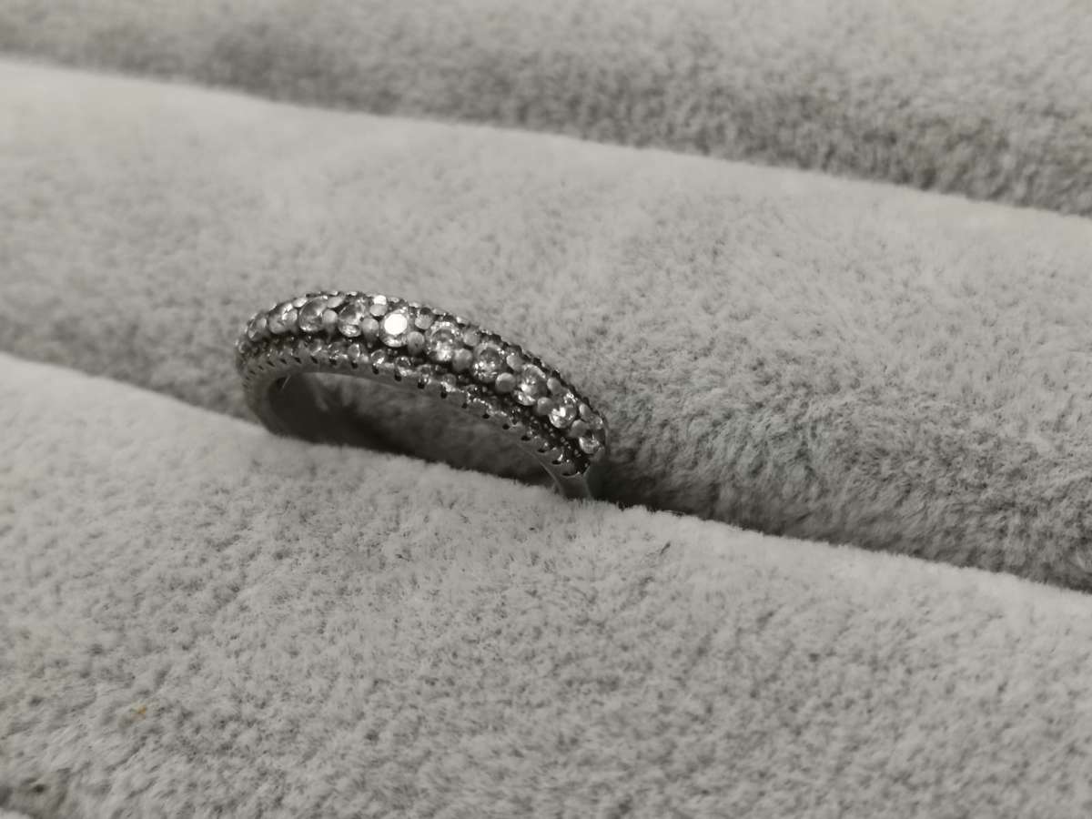 925Silver: Half Eternity Ring - Multiple CZ - Size J3/4