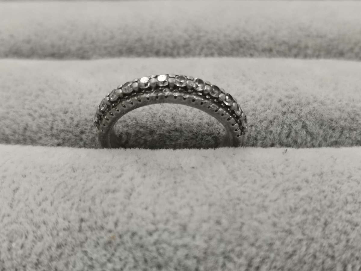 925Silver: Half Eternity Ring - Multiple CZ - Size J3/4