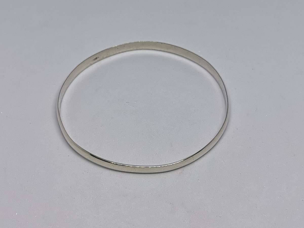 Silver D-Shape Bangle