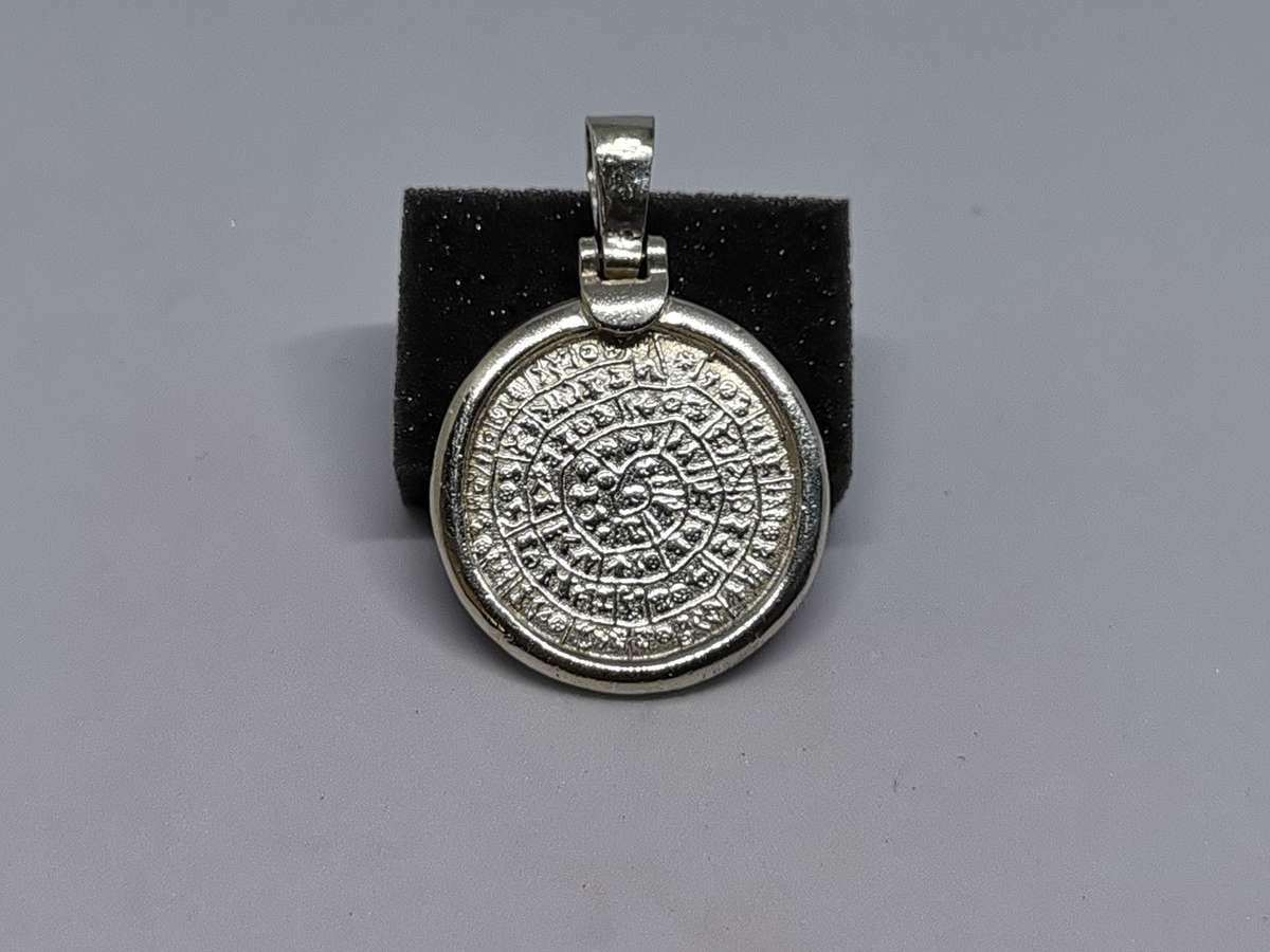 Silver Greek Phaistos Disc Coin Pendant