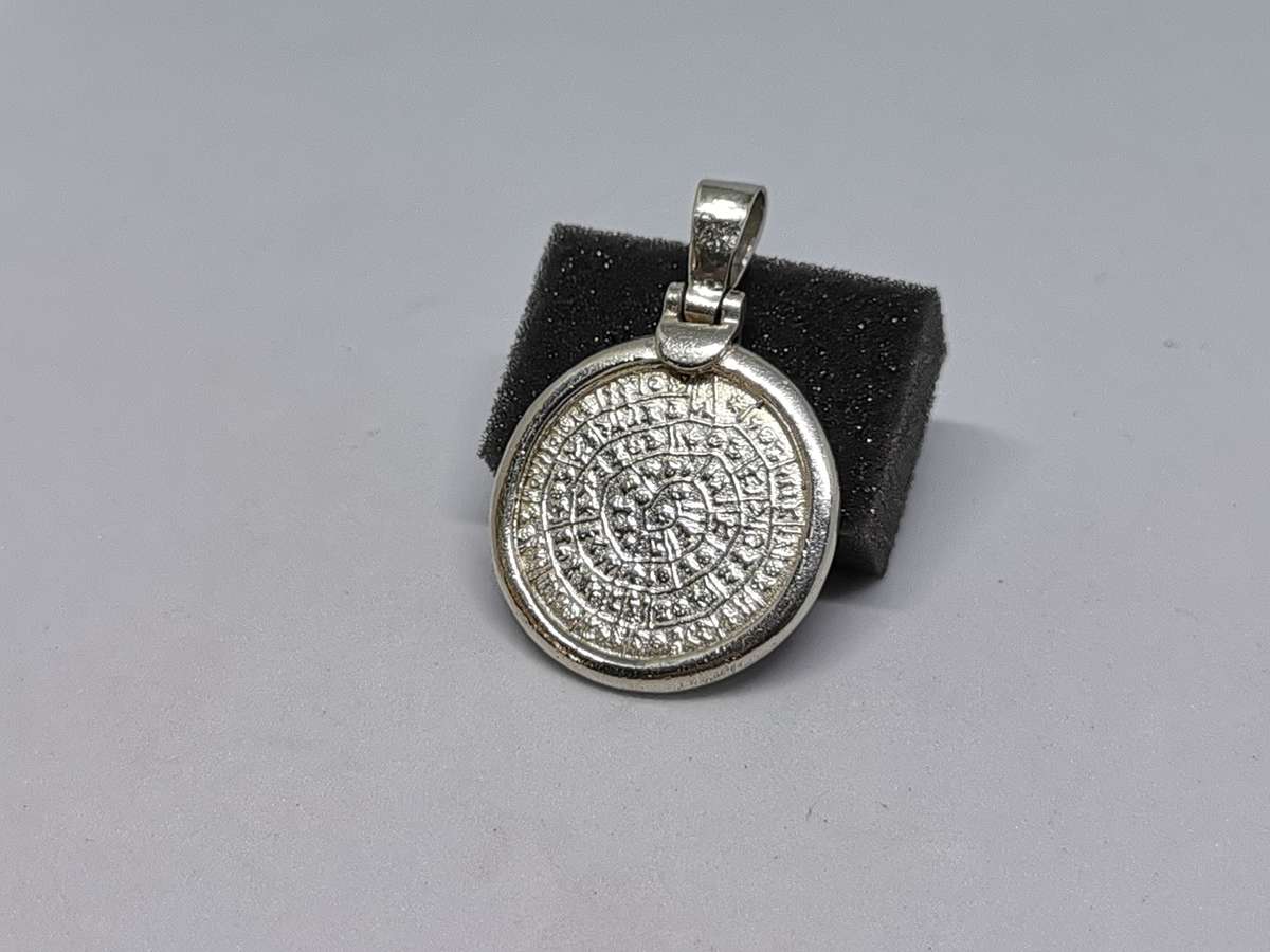 Silver Greek Phaistos Disc Coin Pendant