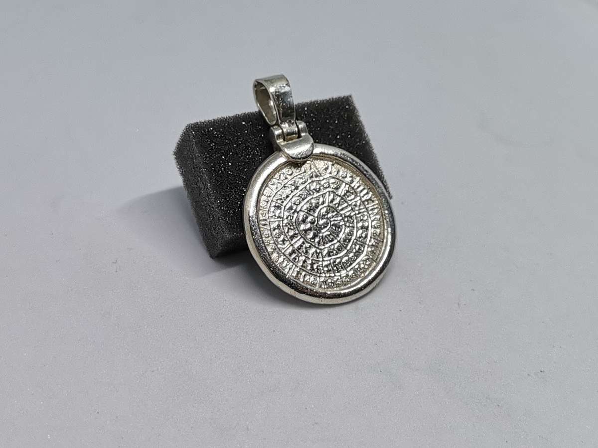 Silver Greek Phaistos Disc Coin Pendant