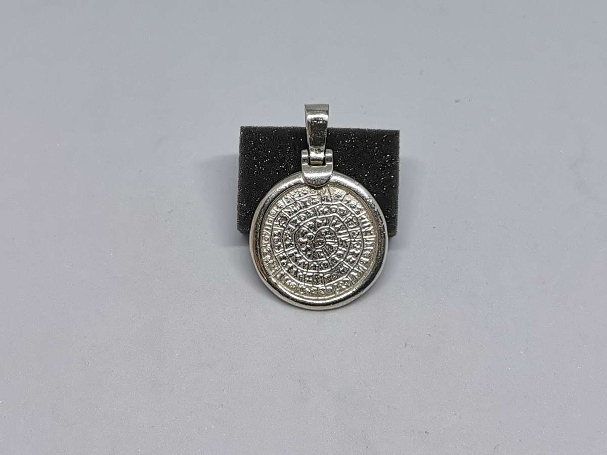 Silver Greek Phaistos Disc Coin Pendant