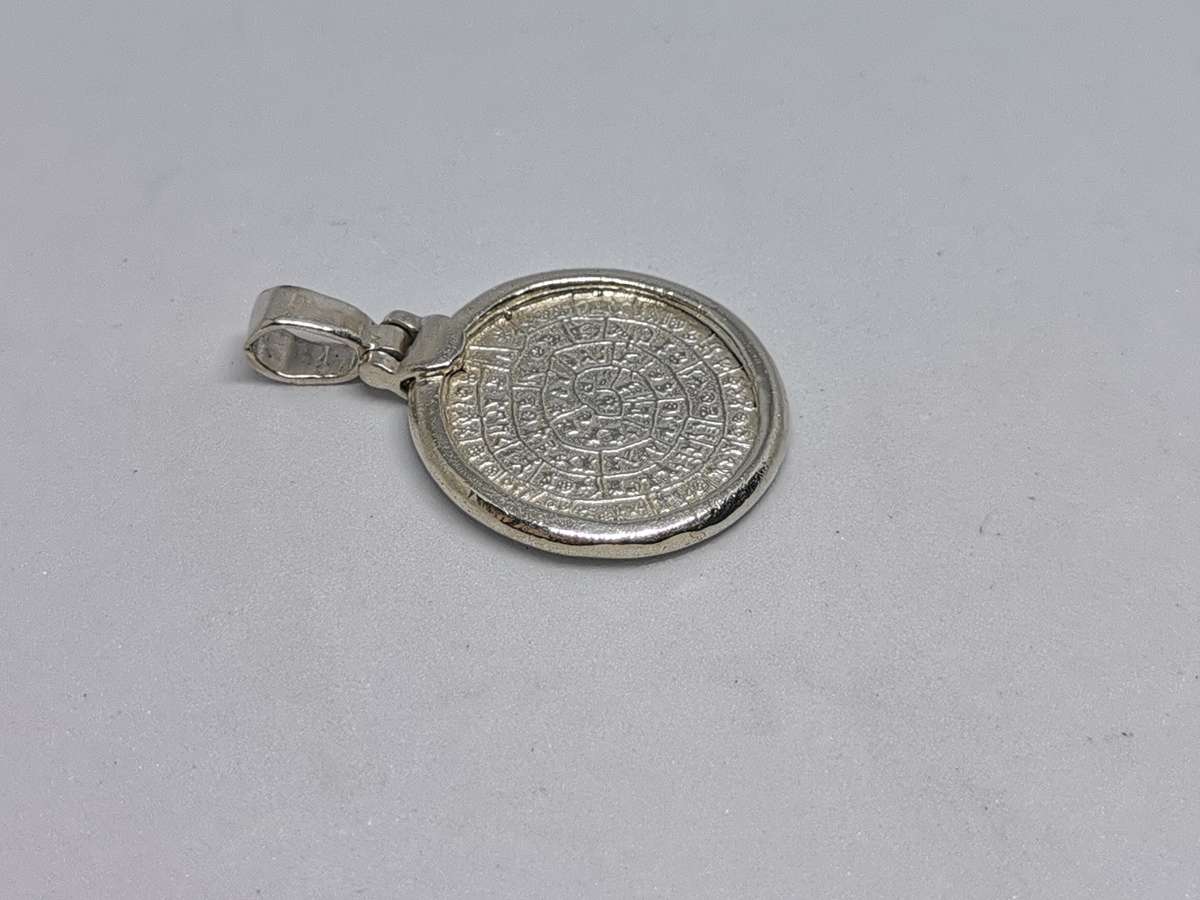 Silver Greek Phaistos Disc Coin Pendant