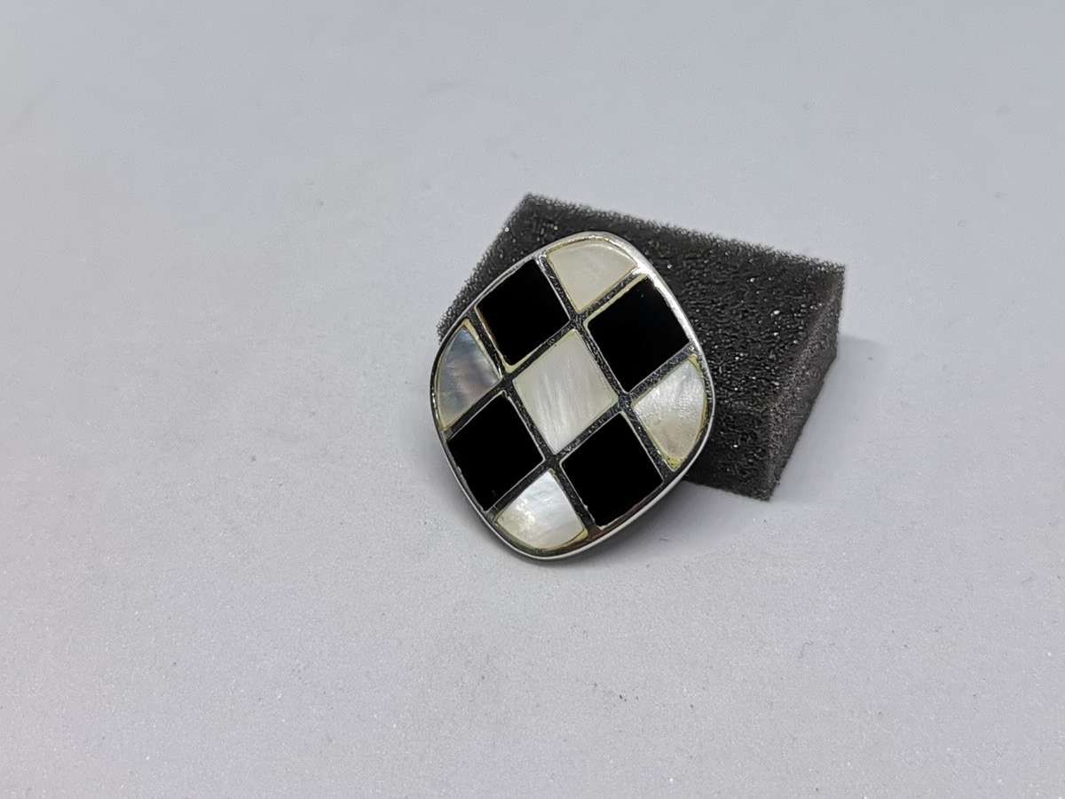 Silver Onyx and Pearl Pendant