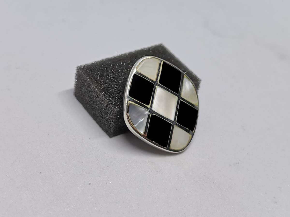 Silver Onyx and Pearl Pendant