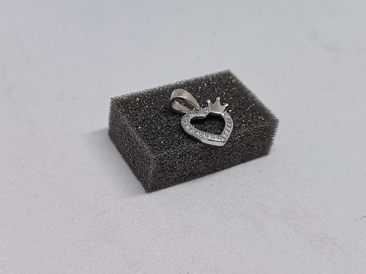 *R1 Auction* Silver Heart and Crown Pendant
