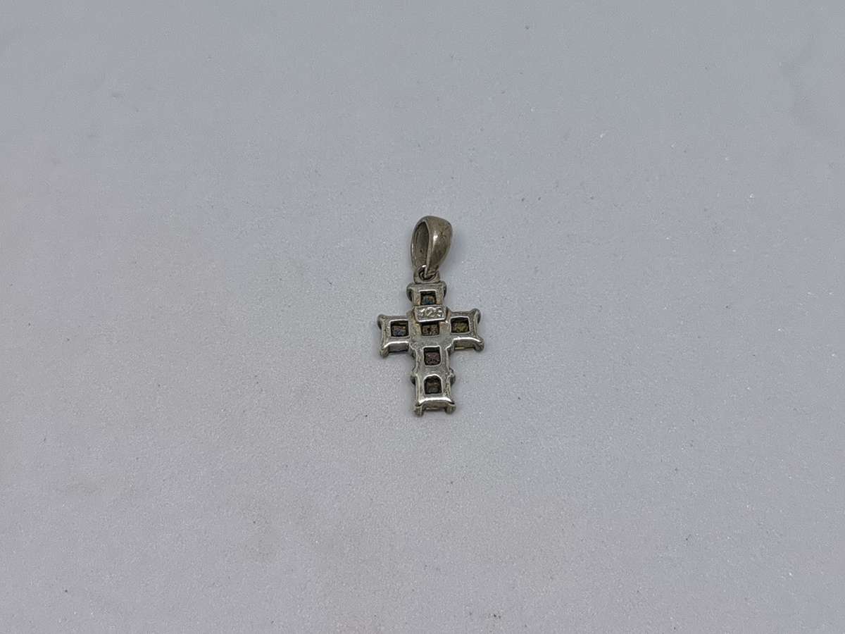 Silver Multi-Colour Cross Pendant