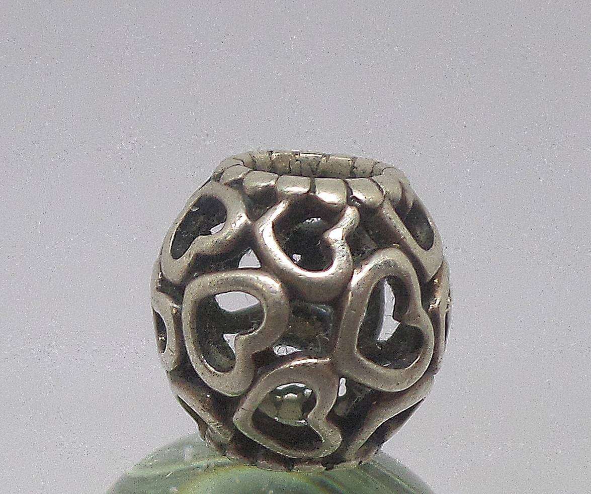 Pandora openwork silver heart sphere charm
