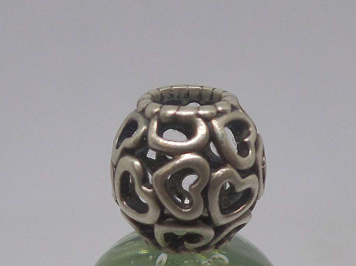 Pandora openwork silver heart sphere charm