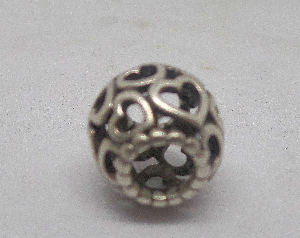 Pandora openwork silver heart sphere charm