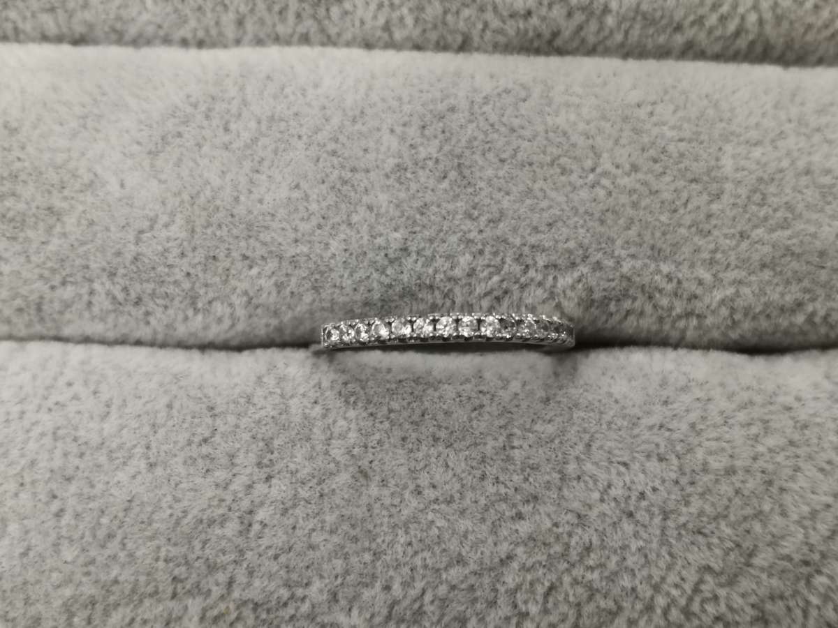 *R1 Auction* Silver: Half Eternity Ring - Multiple CZ - Size N