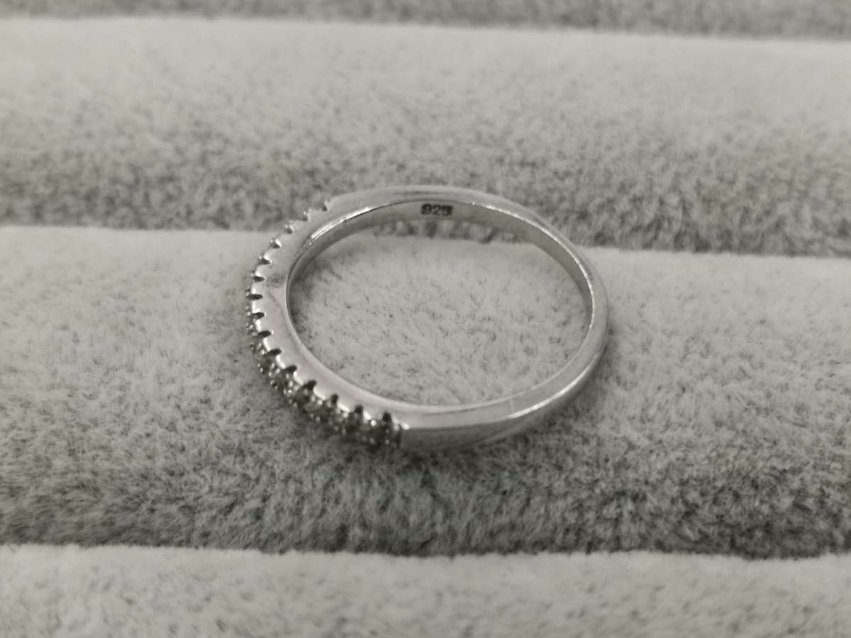 *R1 Auction* Silver: Half Eternity Ring - Multiple CZ - Size N