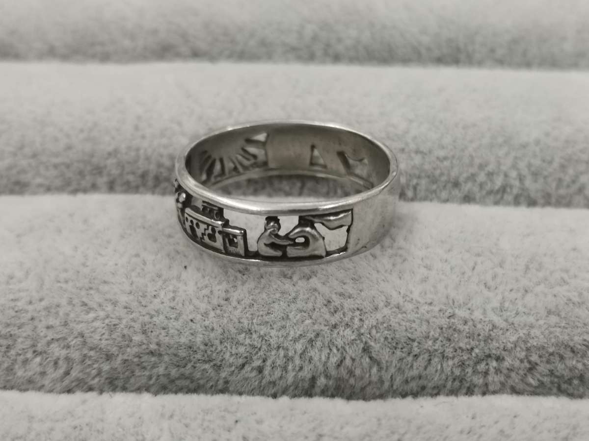 925Silver: Ancient Harvest Scene Ring - Size P
