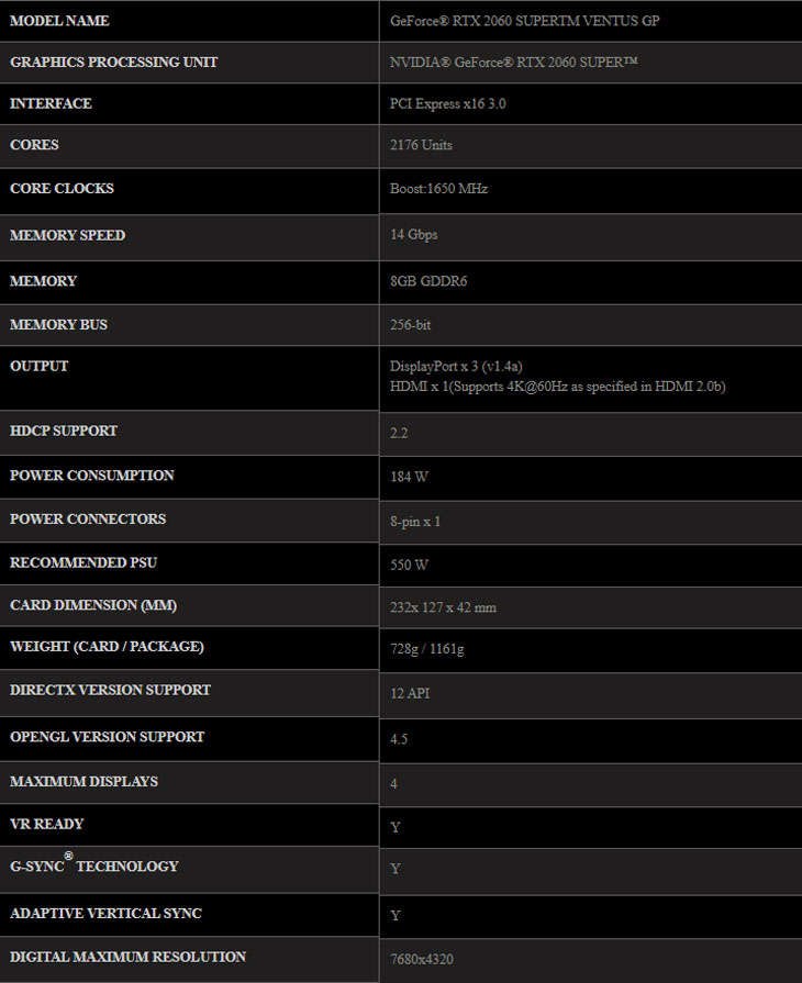 MSI GeForce RTX 2060 SUPER VENTUS GP 8GB GDDR6 Graphics Card