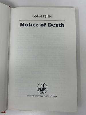 PENN. John - Notice of Death - (Hardcover in Jacket)